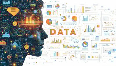 Illustration showing a blend of data, psychology, and marketing concepts.